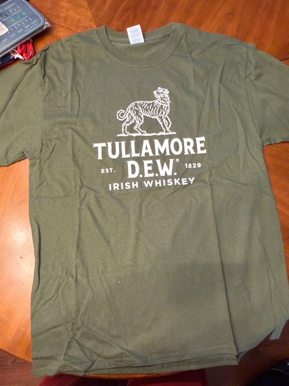 Tullamore D.E.W. Olive Green Logo Tee + Free Coozie Can Coolers NWOT - Picture 2 of 4
